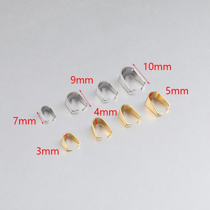100pcs Bélières Acier Inoxydable Fermoirs à Pendentif Collier Pincer Bélières pour Pendentif Pince à Pince Bail Pendentif Connecteur de Charme pour Bijoux
