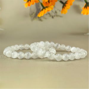 【Bracelet】6/8/10MM Selenite Crystal Bracelets Handmade Healing Crystal Crafts