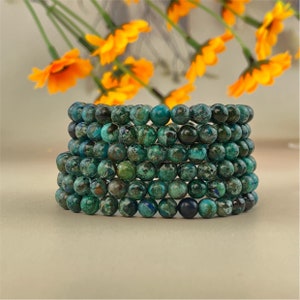 6/8/10mm Chrysocolla Crystal Bracelets Stretch Gemstone Bracelets Handmade Healing Crystal Crafts