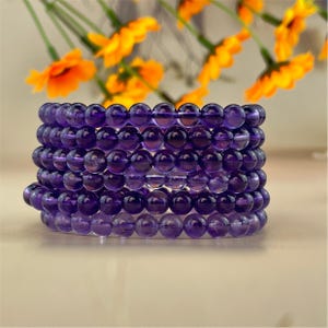 6/8/10mm Amethyst Crystal Bracelets Stretch Gemstone Bracelets Handmade Healing Crystal Crafts