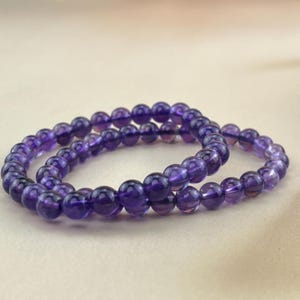 6/8/10mm Amethyst Crystal Bracelets Stretch Gemstone Bracelets Handmade Healing Crystal Crafts