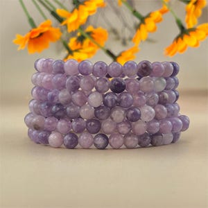 Purple Mica/Lepidolite Crystal Bracelets Handmade Healing Crystal Crafts