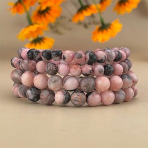 Pink Zebra Jasper Crystal Bracelets Handmade Healing Crystal Crafts Gemstone Bracelet