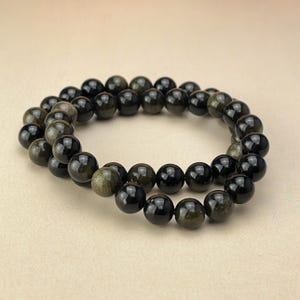 【Bracelet】6/8/10MM Gold Sheen Obsdian Crystal Bracelets Healing Crystal Crafts Gemstone Bracelet