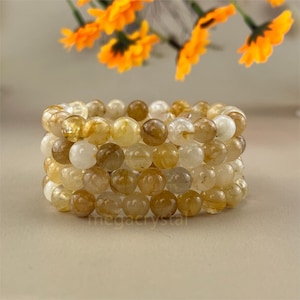 Golden Hematoid/Golden Healer Crystal Bracelets Handmade Healing Crystal Crafts