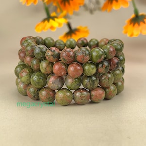 Natural Unakite Crystal Bracelets Healing Crystal Crafts Gemstone Bracelet