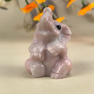 1pcs 2" Pink Opal Elephant Crystal Carved Healing Crystal Crafts Gemstone Pet Cute Gift For Boys Girls