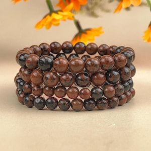 Mahogany Obsidian Crystal Bracelets Healing Crystal Crafts Gemstone Bracelet