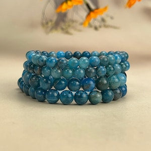 Natural Blue Apatite Crystal Bracelets Healing Crystal Crafts Gemstone Bracelet