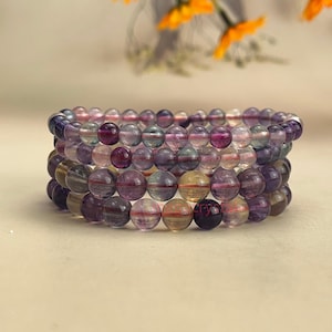 Natural Color Fluorite Crystal Bracelets Healing Crystal Crafts Gemstone Bracelet