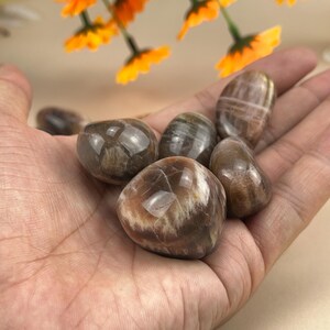 Natural Black Moonstone Tumbles Stones Crystal Tumbles Healing Crystal