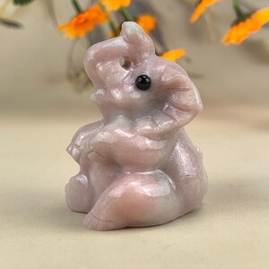 1pcs 2" Pink Opal Elephant Crystal Carved Healing Crystal Crafts Gemstone Pet Cute Gift For Boys Girls