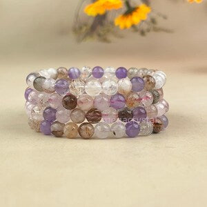 6/8/10mm Super 7 Crystal Bracelets Stretch Gemstone Bracelets Handmade Healing Crystal Crafts