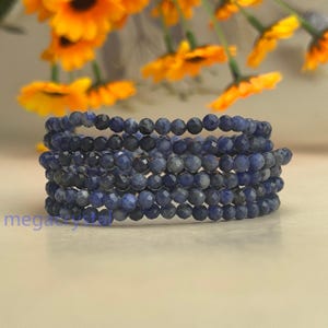 4mm Faceted Sodalite Crystal Bracelets Healing Crystal Crafts Gemstone Bracelet