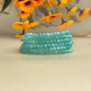 4mm Faceted Amazonite Crystal Bracelets Healing Crystal Crafts Gemstone Bracelet