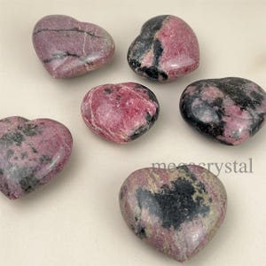 1KG Natural Rhodonite Hearts Carved Healing Crystal Crafts Gemstone Carvings