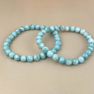 【Bracelet】6/8/10MM 5A Natural Larimar Crystal Bracelets Handmade Healing Crystal Crafts Gift for Women