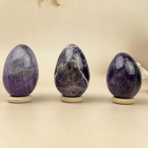 1pcs 50mm Amethyst Eggs Carved Healing Crystal Crafts Gemstone Carvings