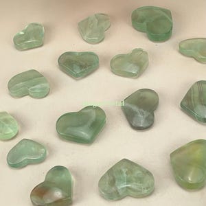 Small Green Fluorite Hearts Carved Healing Crystal Crafts Gemstone Carvings