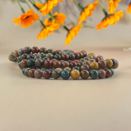 6/8/10mm Natural Ocean Jasper Crystal Stretch Bracelets Healing Crystal Crafts