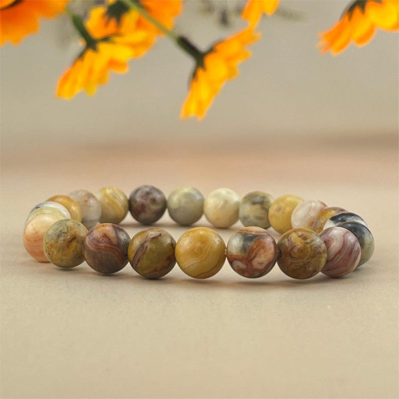 Natural Crazy Lace Agate Crystal Bracelets Handmade Healing Crystal Crafts