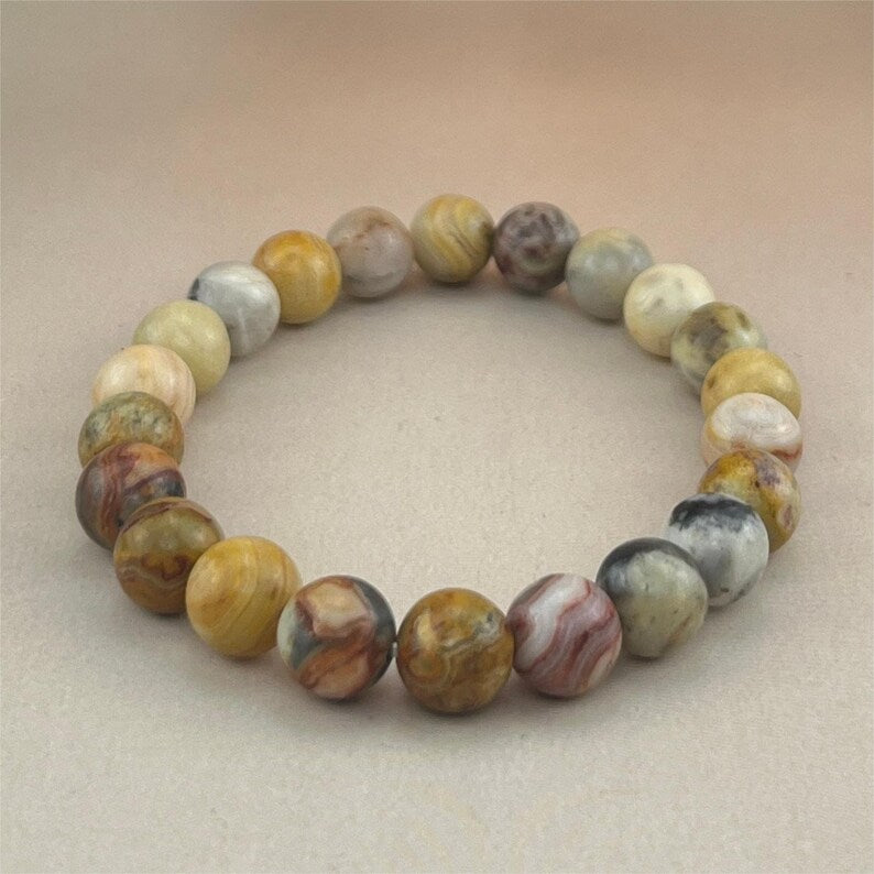 Natural Crazy Lace Agate Crystal Bracelets Handmade Healing Crystal Crafts