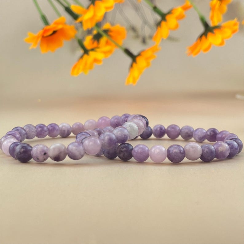 Purple Mica/Lepidolite Crystal Bracelets Handmade Healing Crystal Crafts