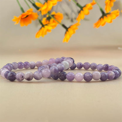 Purple Mica/Lepidolite Crystal Bracelets Handmade Healing Crystal Crafts