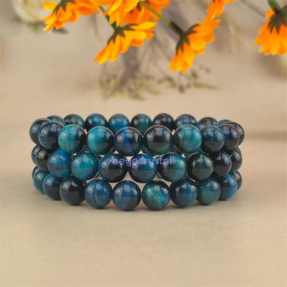 Blue Tiger Eye (Dyed Color) Crystal Bracelets Handmade Healing Crystal Crafts