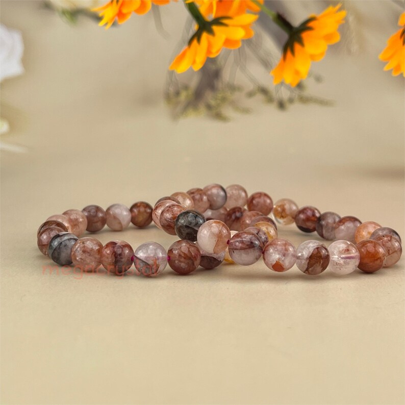 Fire Quartz Crystal Bracelets Handmade Healing Crystal Crafts