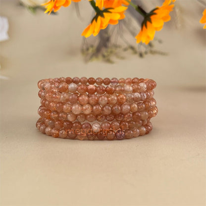 5mm Golden Sunstone Crystal Bracelets Handmade Healing Crystal Crafts