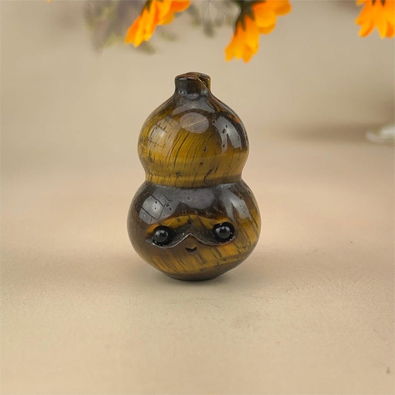 Natural Crystal Hulu Pot/Gourd Buddies Hedgehogs Healing Crystal Carving With Face Crystal Pet