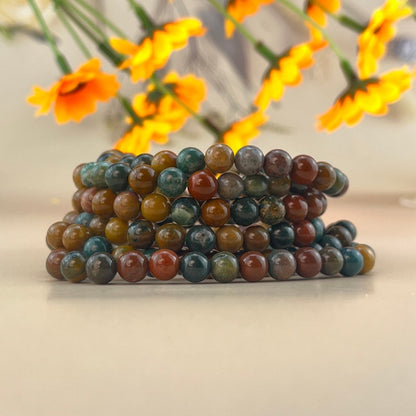 6/8/10mm Natural Ocean Jasper Crystal Stretch Bracelets Healing Crystal Crafts