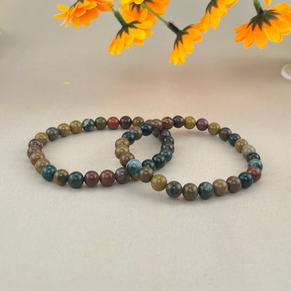 6/8/10mm Natural Ocean Jasper Crystal Stretch Bracelets Healing Crystal Crafts