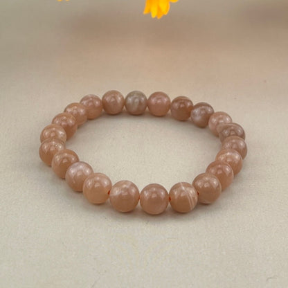 6/8/10mm Peach Moonstone Crystal Bracelets Stretch Gemstone Bracelets Handmade Healing Crystal Crafts