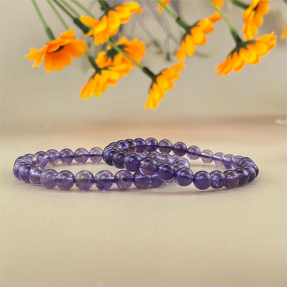 6/8/10mm Amethyst Crystal Bracelets Stretch Gemstone Bracelets Handmade Healing Crystal Crafts