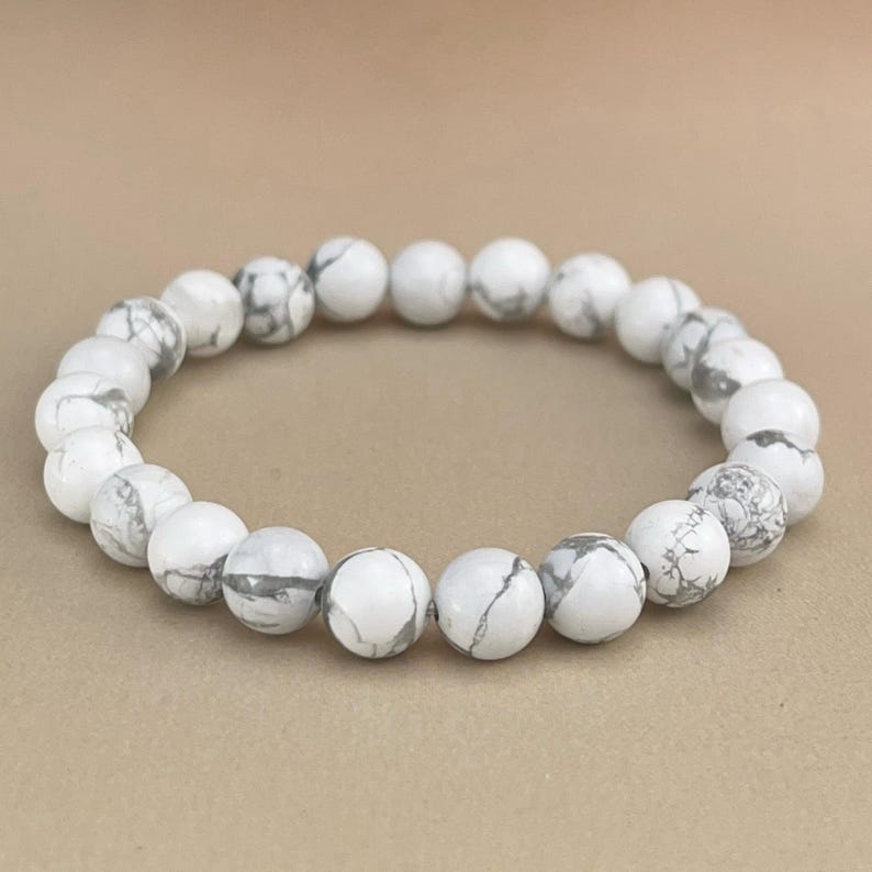 White Howlite Crystal Bracelets Handmade Healing Crystal Crafts Gemstone Bracelet