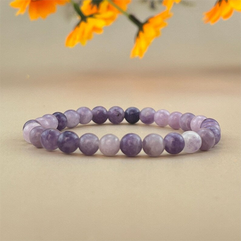 Purple Mica/Lepidolite Crystal Bracelets Handmade Healing Crystal Crafts