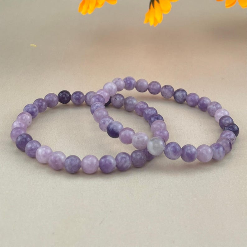 Purple Mica/Lepidolite Crystal Bracelets Handmade Healing Crystal Crafts