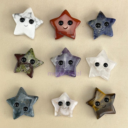 30MM Crystal Star Buddies Hedgehogs Healing Crystal Carving With Face