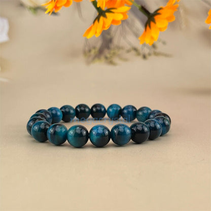 Blue Tiger Eye (Dyed Color) Crystal Bracelets Handmade Healing Crystal Crafts