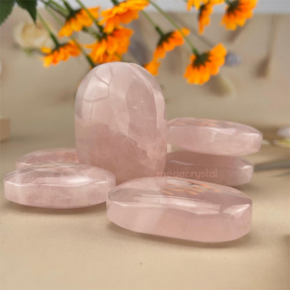 Natural Rose Quartz Palm Stones Healing Crystal Crafts