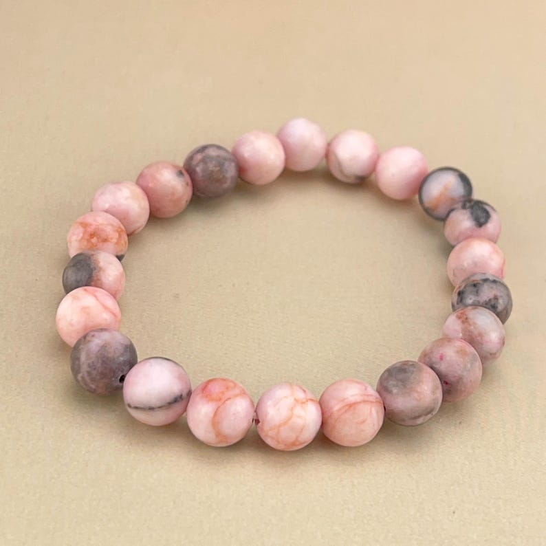 Pink Zebra Jasper Crystal Bracelets Handmade Healing Crystal Crafts Gemstone Bracelet