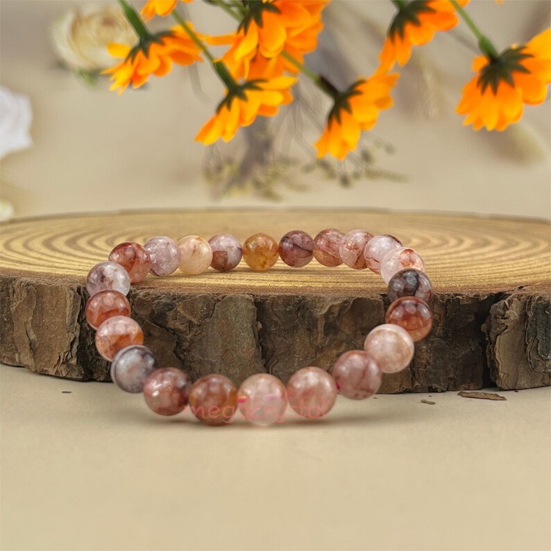 Fire Quartz Crystal Bracelets Handmade Healing Crystal Crafts