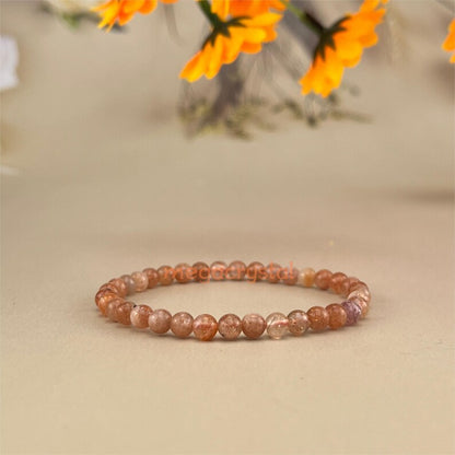 5mm Golden Sunstone Crystal Bracelets Handmade Healing Crystal Crafts