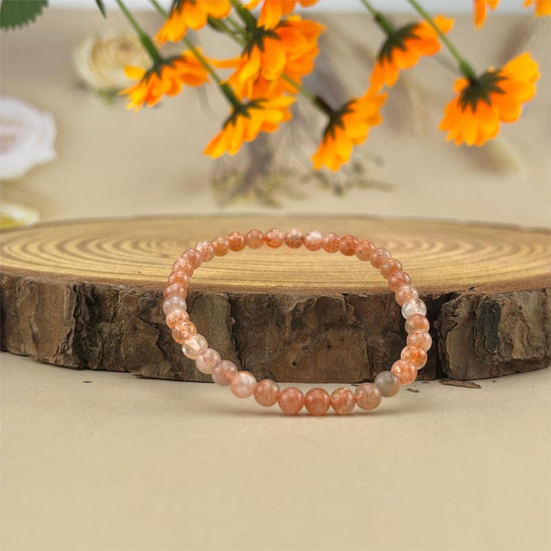 5mm Golden Sunstone Crystal Bracelets Handmade Healing Crystal Crafts