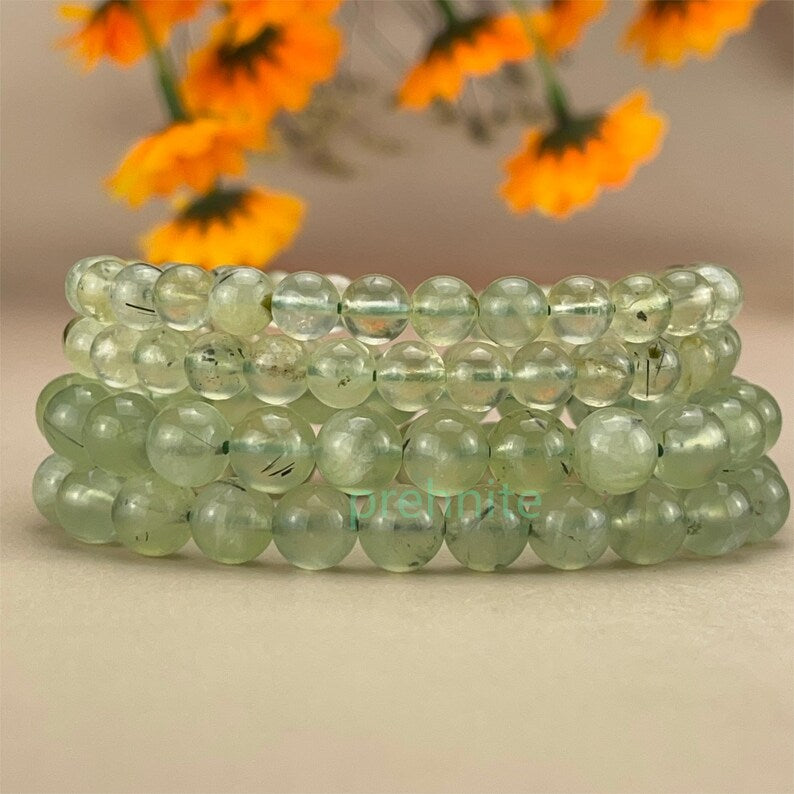 Prehnite Natural Crystal Bracelets Handmade Healing Crystal Crafts