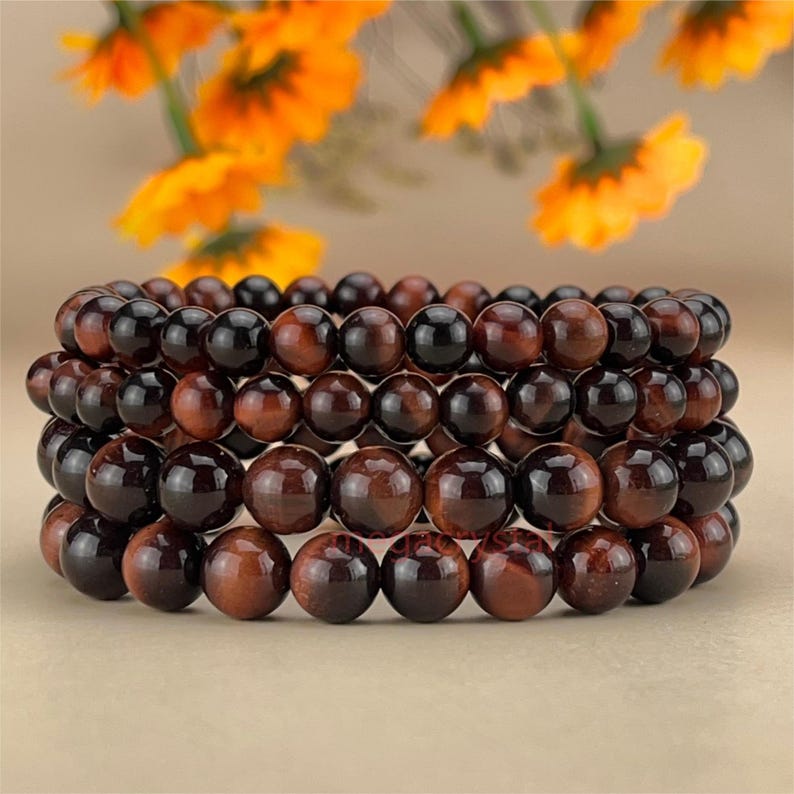 Red Tiger Eye Crystal Bracelets Handmade Healing Crystal Crafts