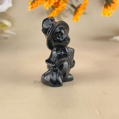 Natural Crystal Halloween Witch Cat Carved Healing Crystal Crafts