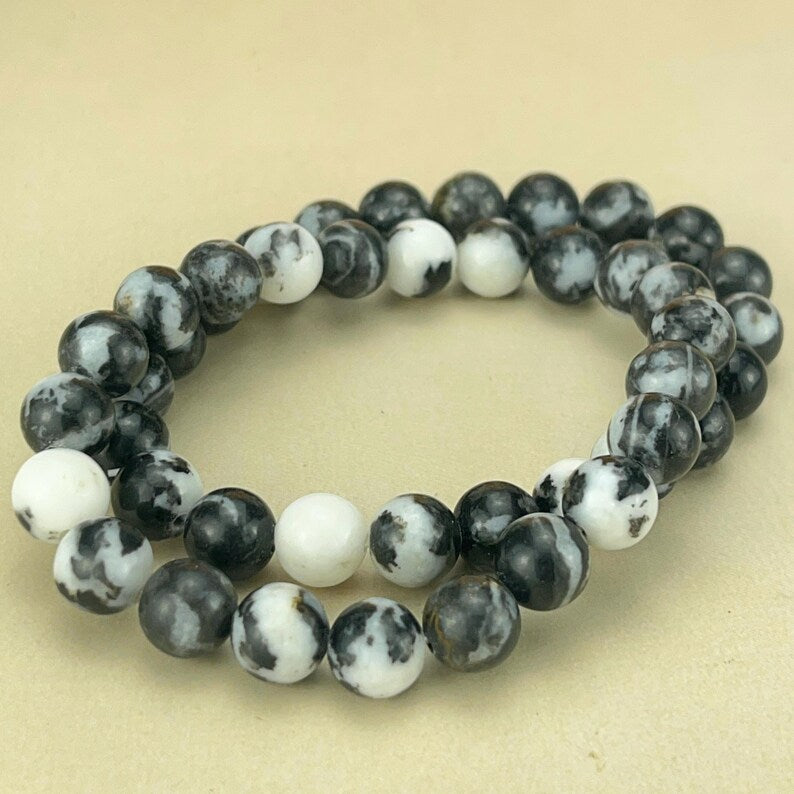 6/8/10mm Black Zebra Jasper Crystal Stretch Bracelets Healing Crystal Crafts